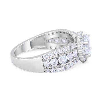 Vintage Style Engagement Bridal Ring Simulated Cubic Zirconia 925 Sterling Silver